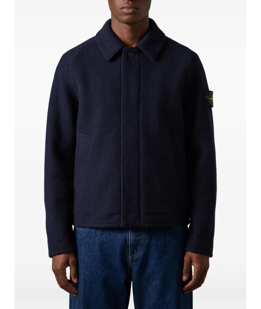 STONE ISLAND Темно-синяя шерстяная куртка, фото 2