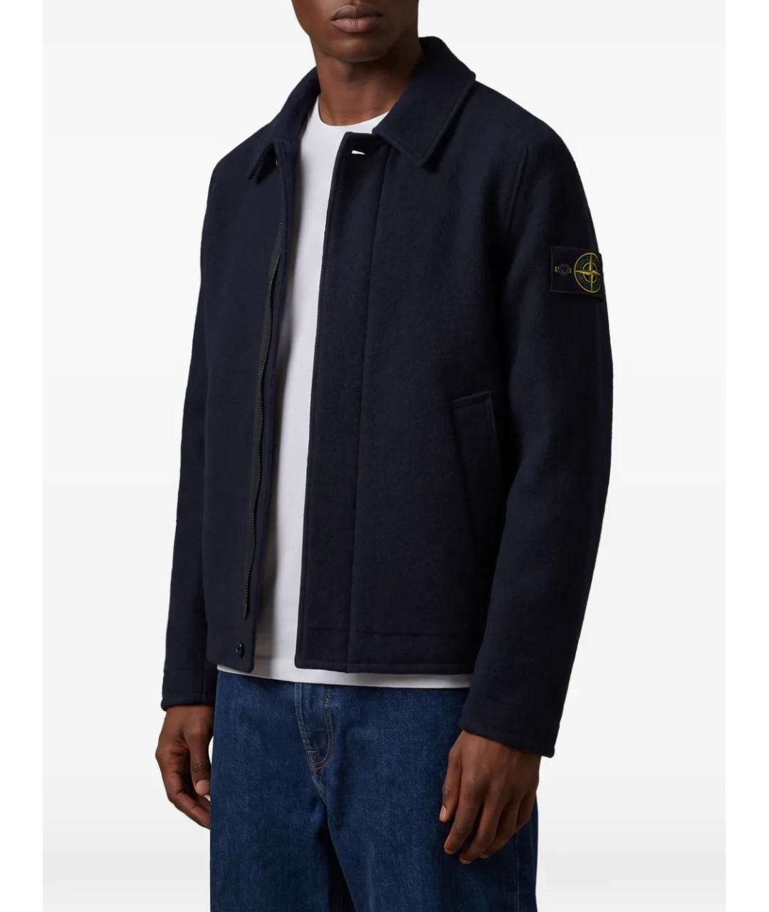 STONE ISLAND Темно-синяя шерстяная куртка, фото 3