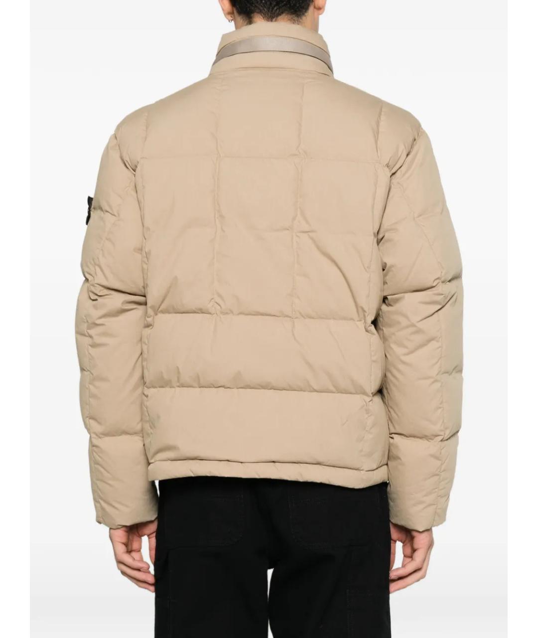 STONE ISLAND Бежевый хлопковый пуховик, фото 4