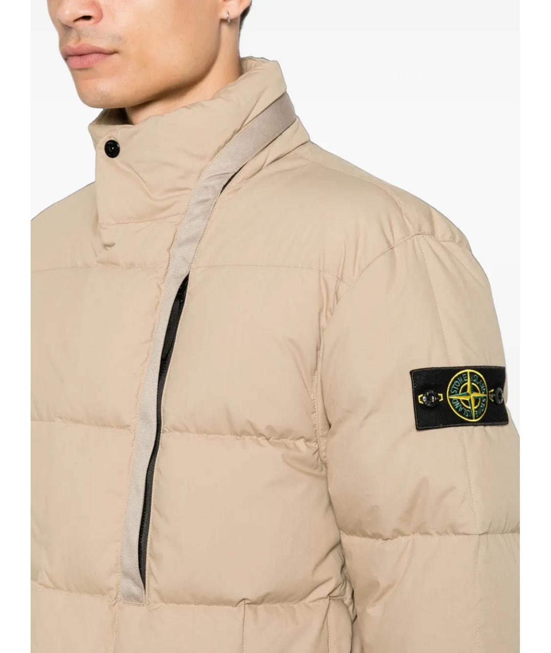 STONE ISLAND Бежевый хлопковый пуховик, фото 5