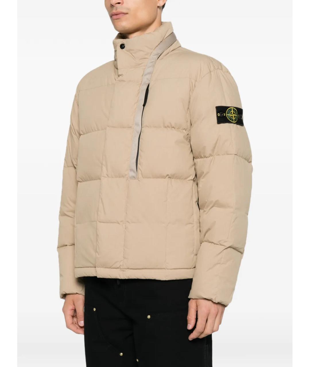 STONE ISLAND Бежевый хлопковый пуховик, фото 3