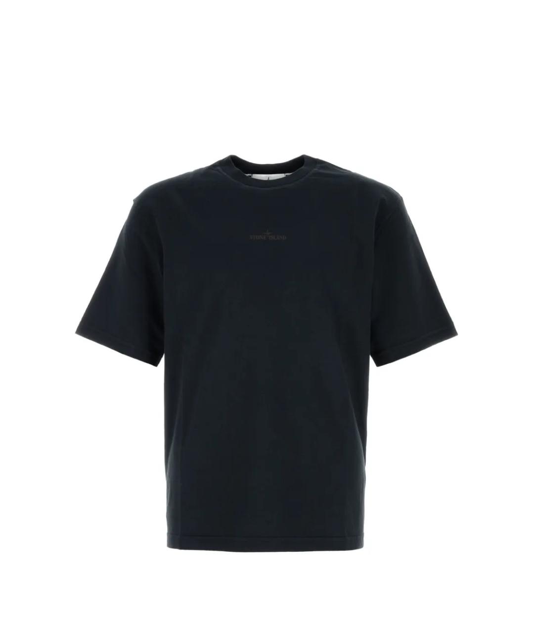 STONE ISLAND Темно-синяя хлопковая футболка, фото 1
