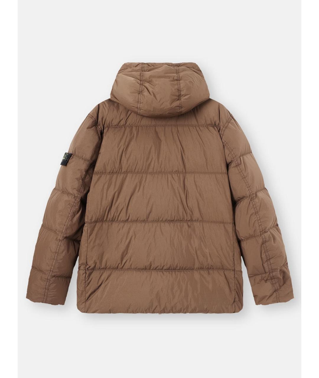 STONE ISLAND Коричневый полиамидовый пуховик, фото 8