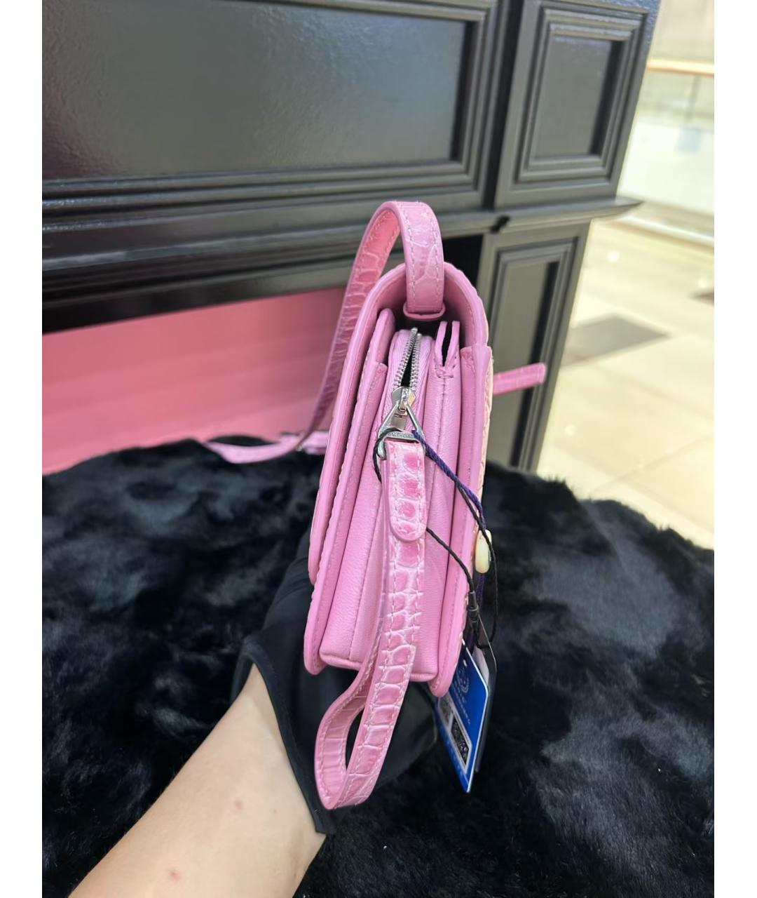 BALENCIAGA Розовая кожаная сумка через плечо, фото 3