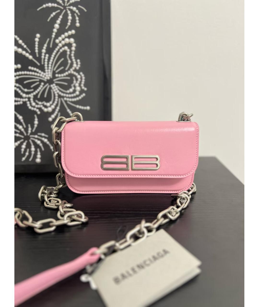 BALENCIAGA Розовая кожаная сумка через плечо, фото 2