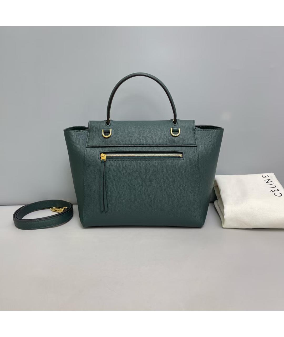 CELINE Зеленая кожаная сумка через плечо, фото 3