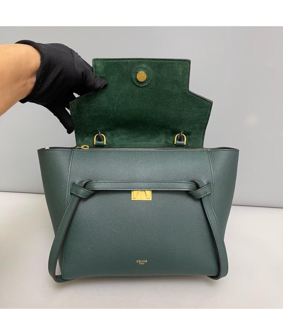 CELINE Зеленая кожаная сумка через плечо, фото 7