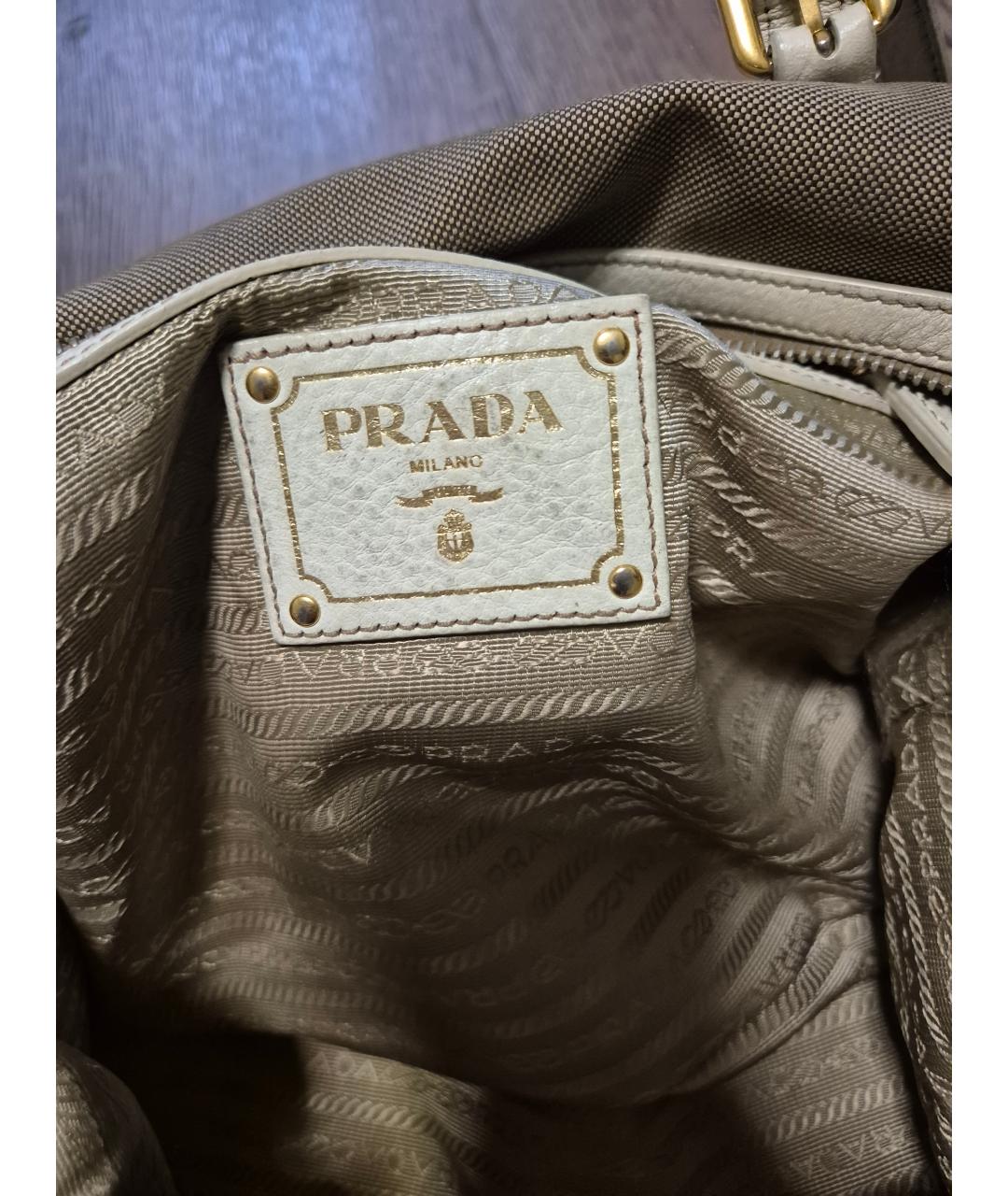 PRADA Бежевая тканевая сумка через плечо, фото 4