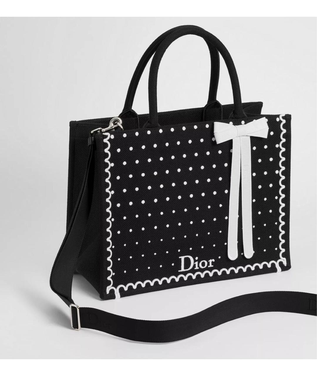 CHRISTIAN DIOR Черная сумка тоут из канвы, фото 2
