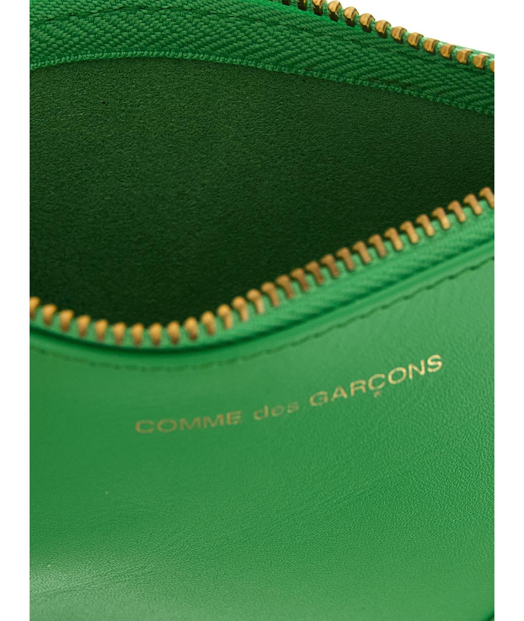COMME DES GARÇONS WALLET Зеленый кожаный кардхолдер, фото 3