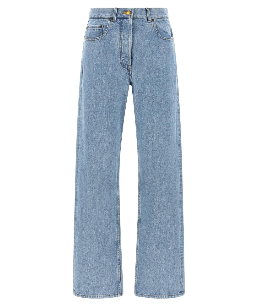THOM BROWNE Голубые хлопковые прямые джинсы, фото 1