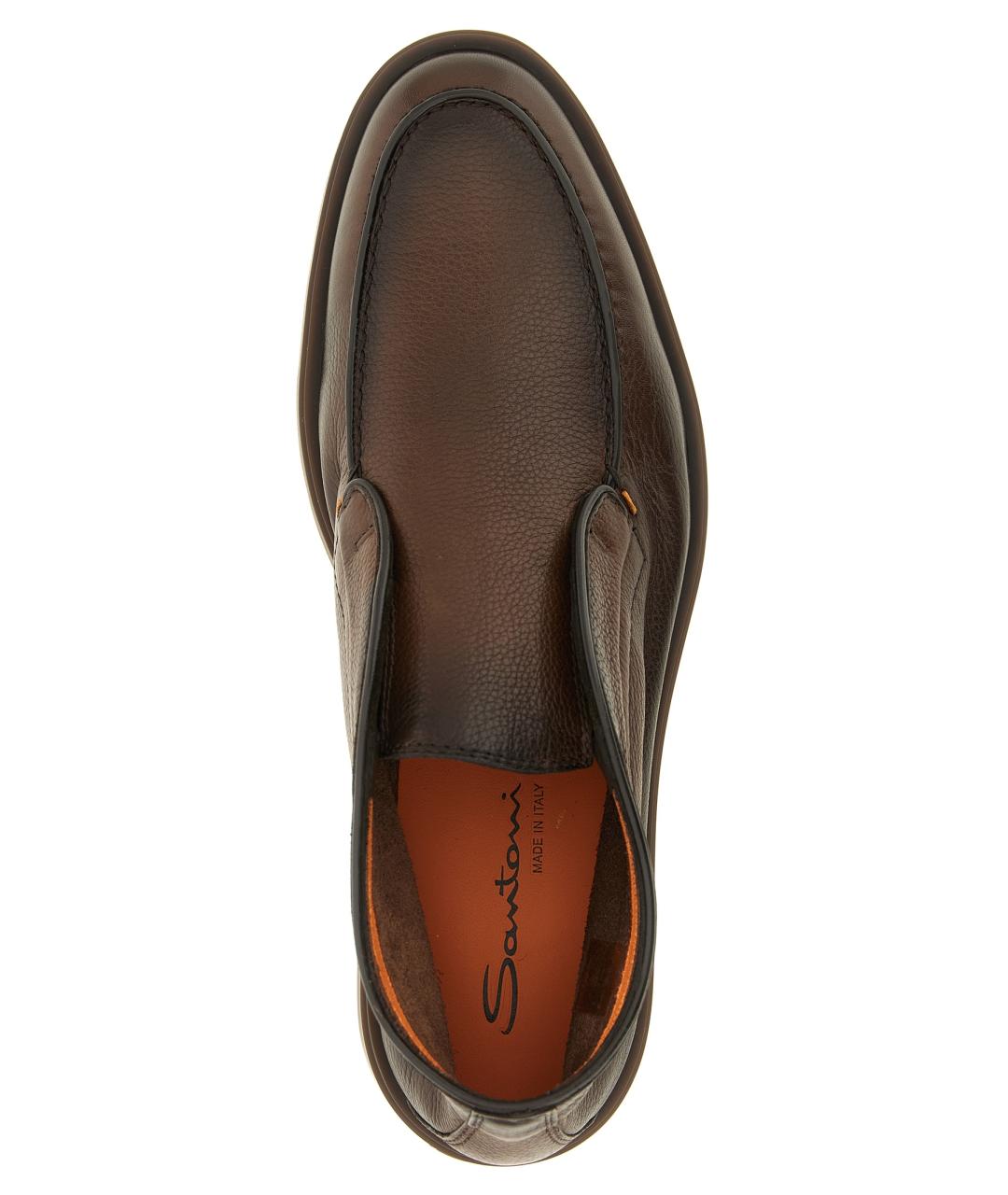 SANTONI Коричневые кожаные низкие ботинки, фото 4