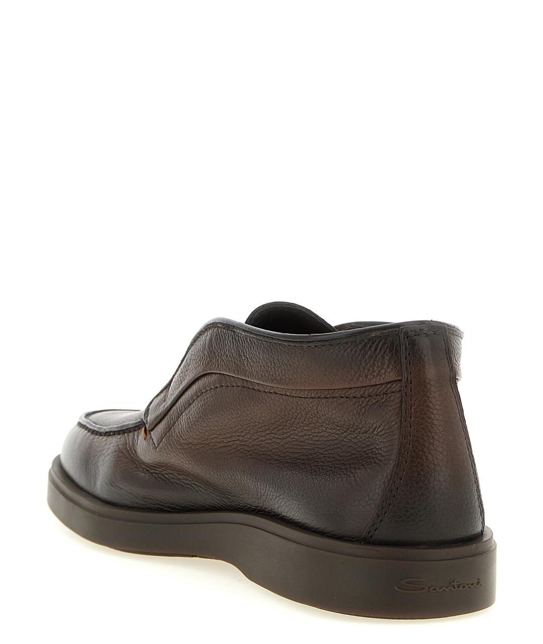 SANTONI Коричневые кожаные низкие ботинки, фото 3
