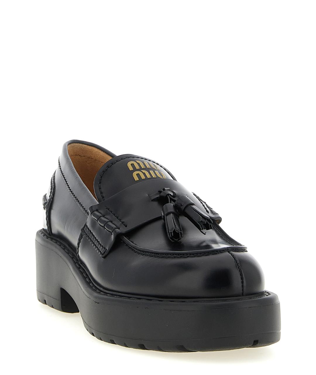 MIU MIU Черные кожаные лоферы, фото 2
