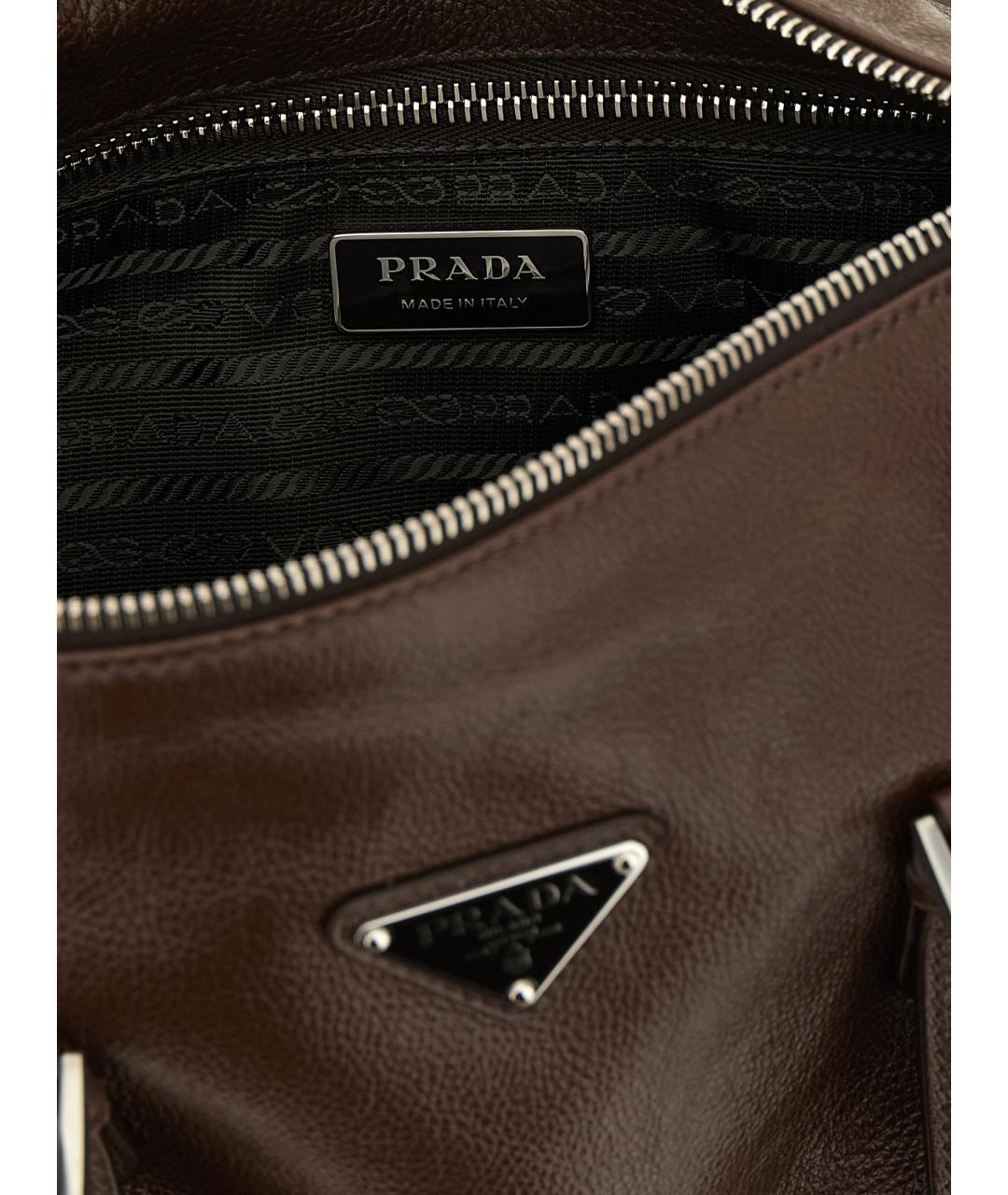 PRADA Коричневая кожаная сумка через плечо, фото 4