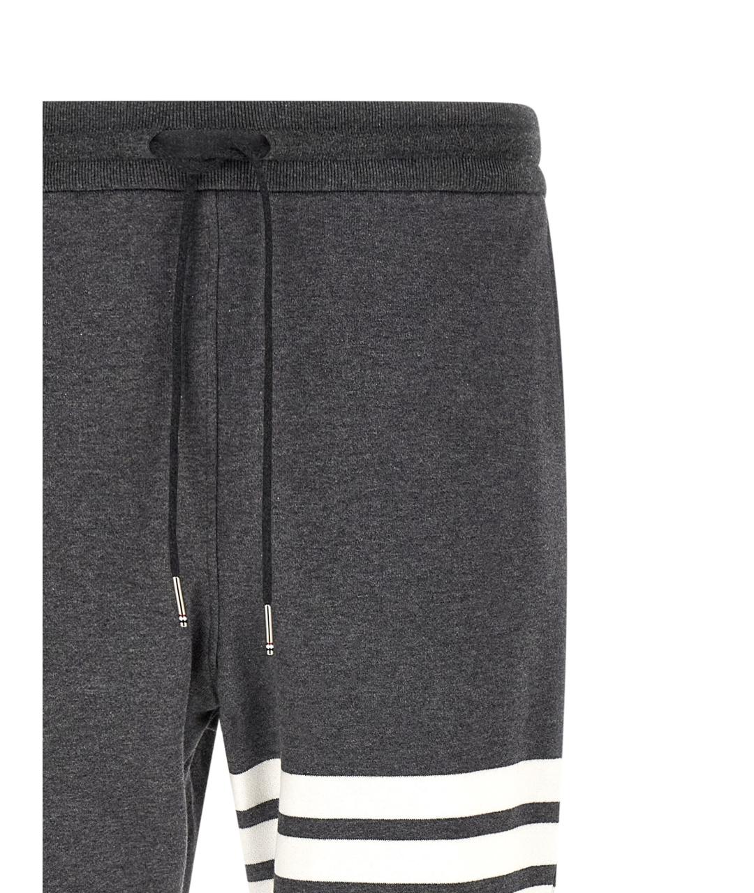 THOM BROWNE Серые хлопковые повседневные брюки, фото 3