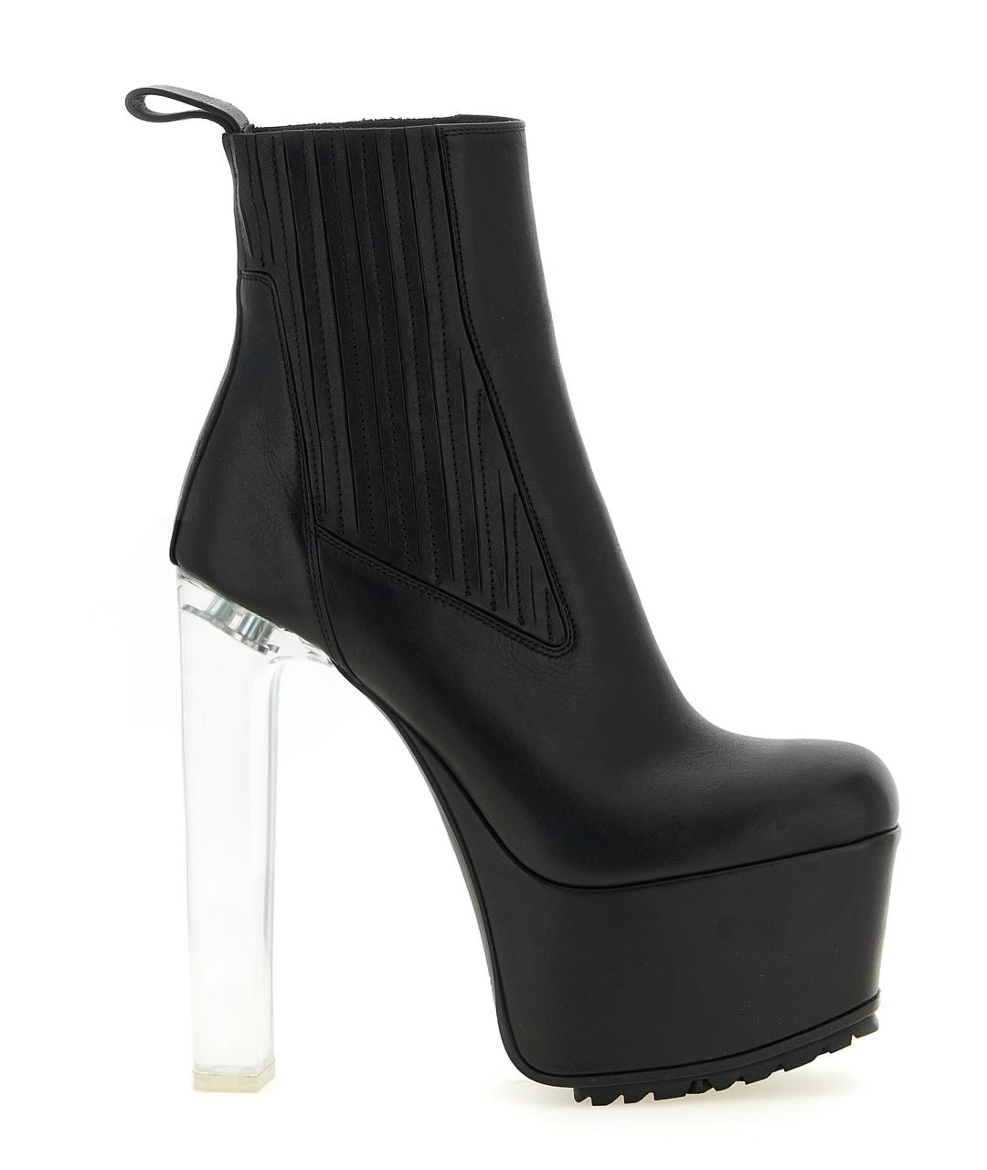 RICK OWENS Черные кожаные ботильоны, фото 1