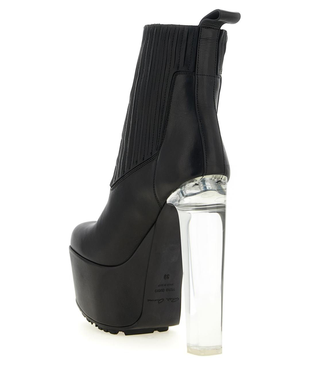 RICK OWENS Черные кожаные ботильоны, фото 3