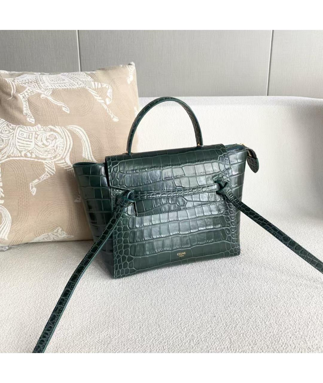CELINE Зеленая кожаная сумка через плечо, фото 5