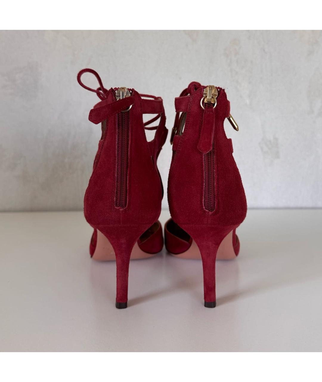 AQUAZZURA Бордовые замшевые туфли, фото 4