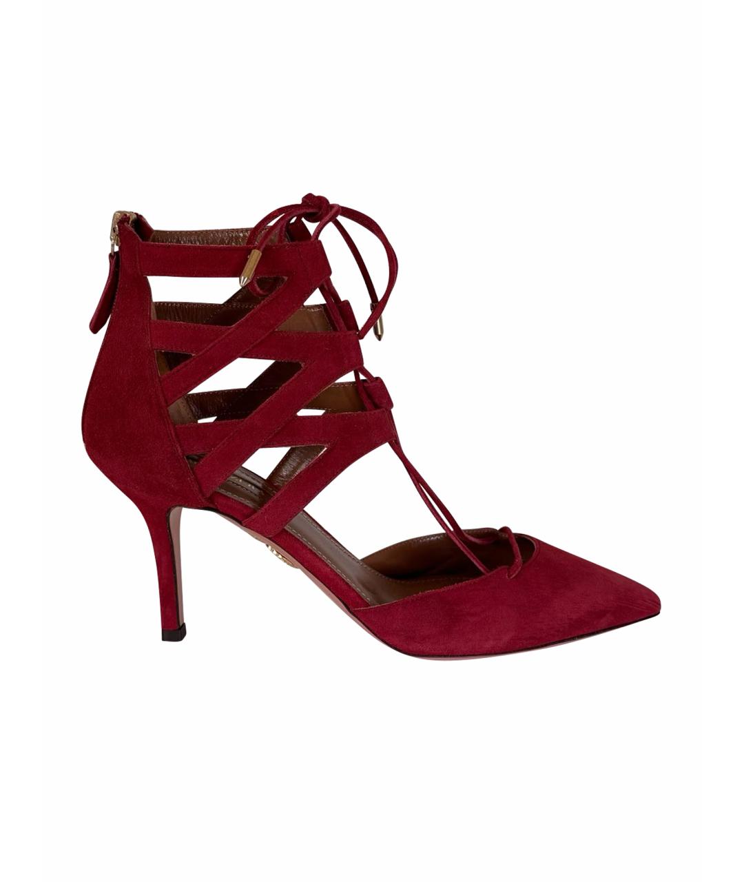 AQUAZZURA Бордовые замшевые туфли, фото 1