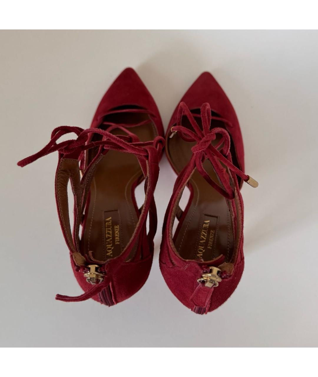 AQUAZZURA Бордовые замшевые туфли, фото 3