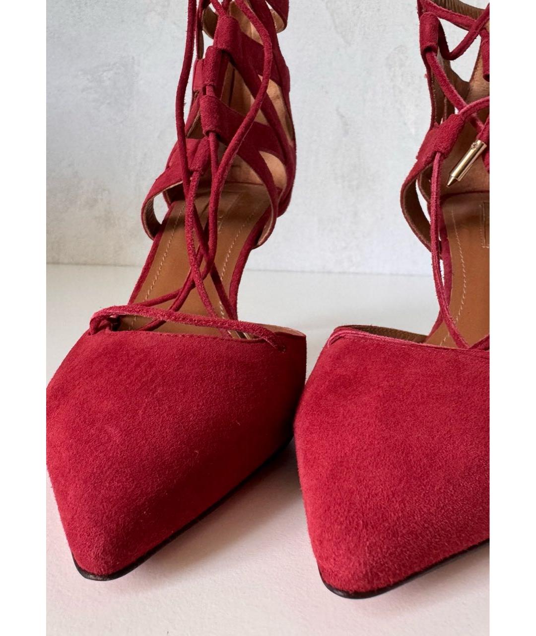 AQUAZZURA Бордовые замшевые туфли, фото 8
