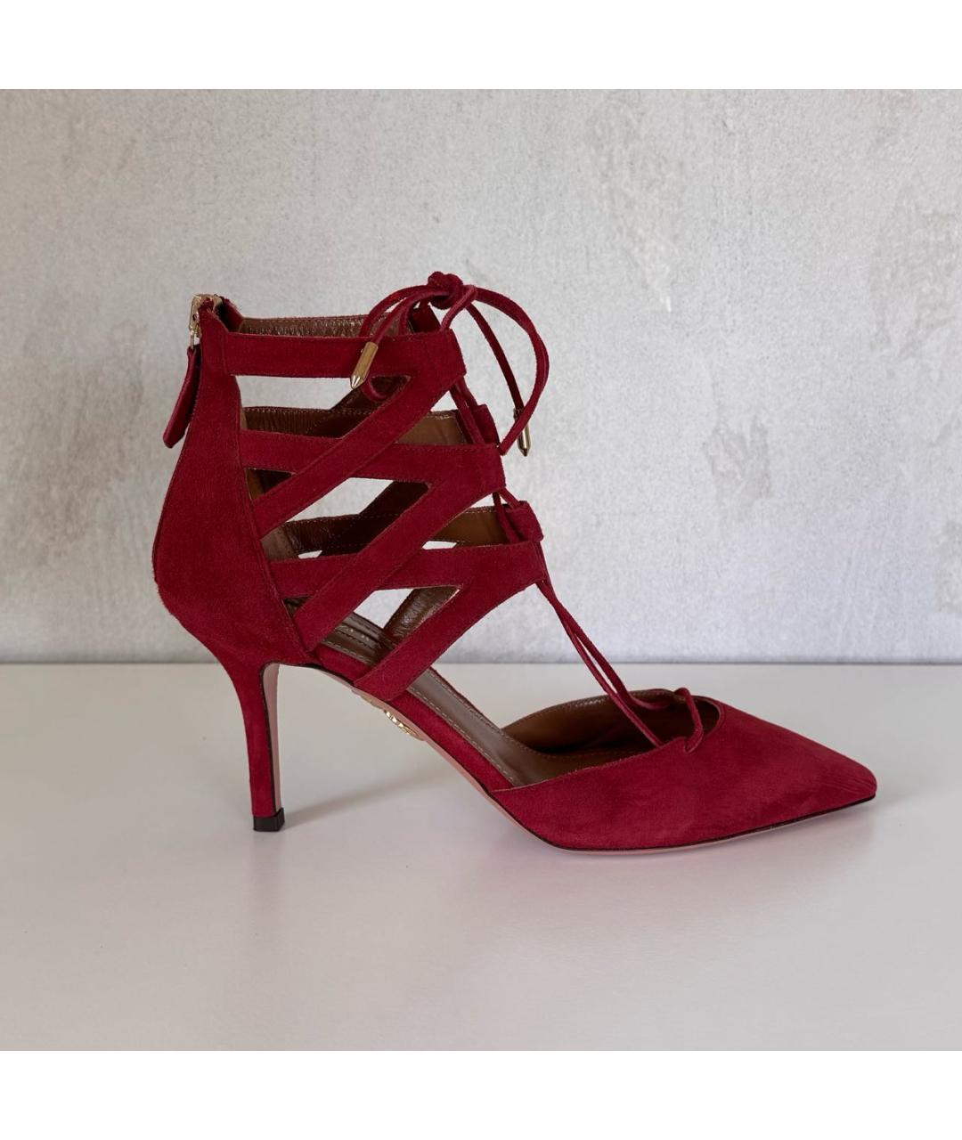 AQUAZZURA Бордовые замшевые туфли, фото 9