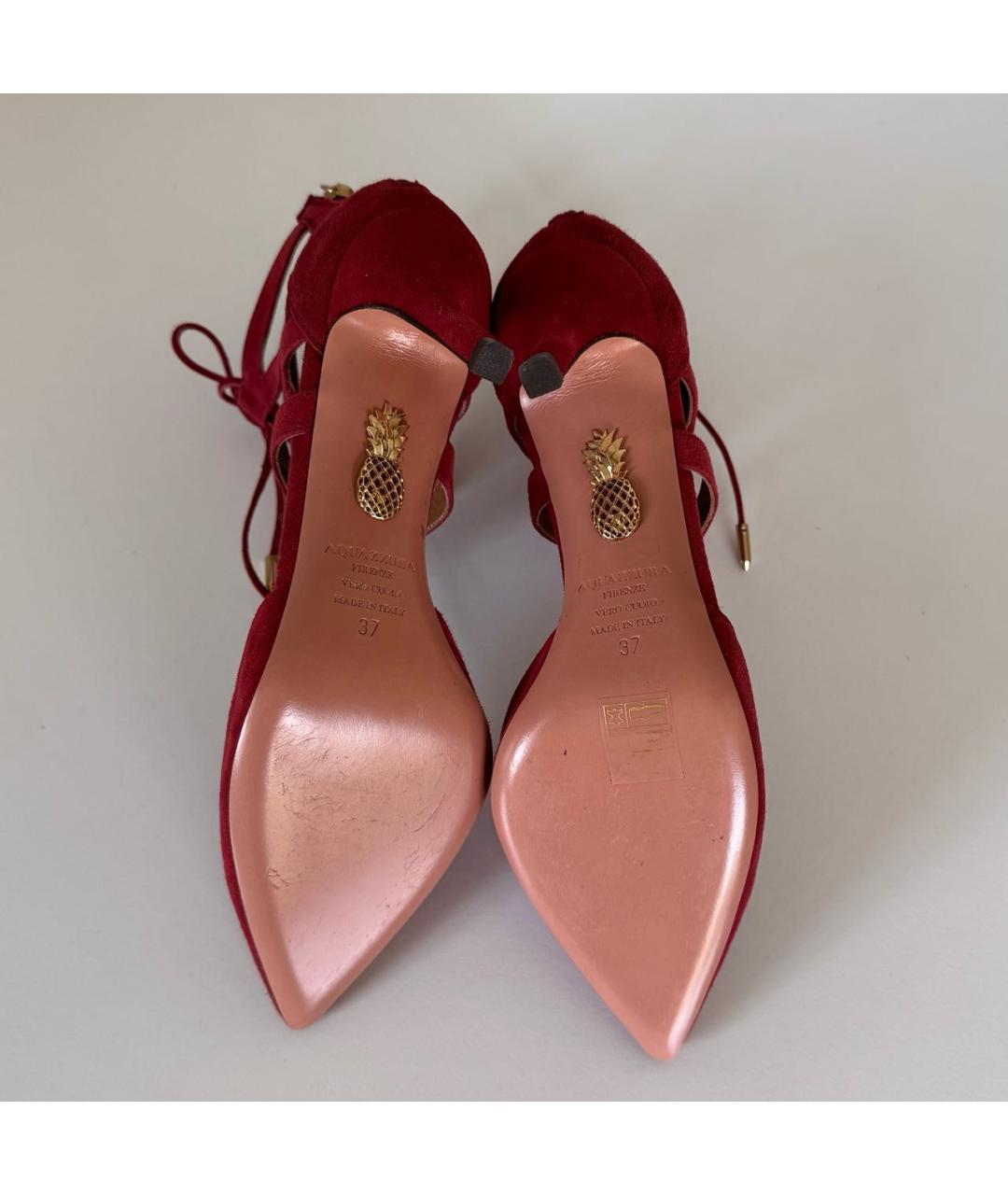 AQUAZZURA Бордовые замшевые туфли, фото 5
