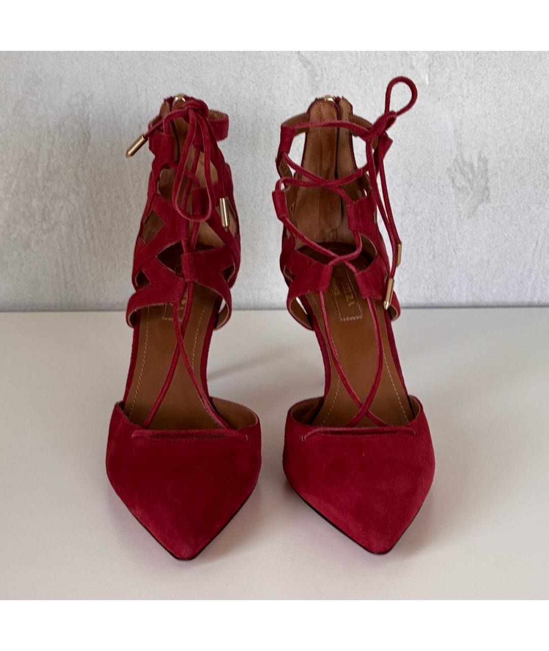 AQUAZZURA Бордовые замшевые туфли, фото 2
