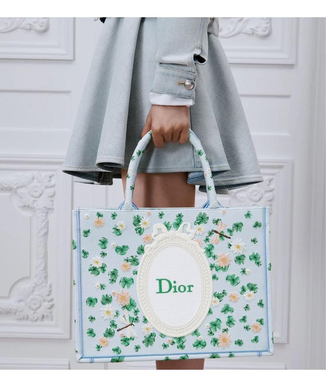 CHRISTIAN DIOR Голубая сумка тоут из канвы, фото 6
