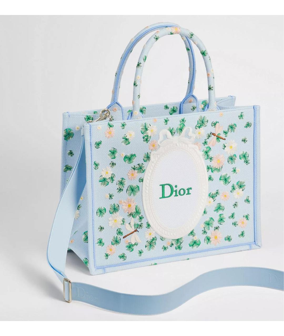 CHRISTIAN DIOR Голубая сумка тоут из канвы, фото 2