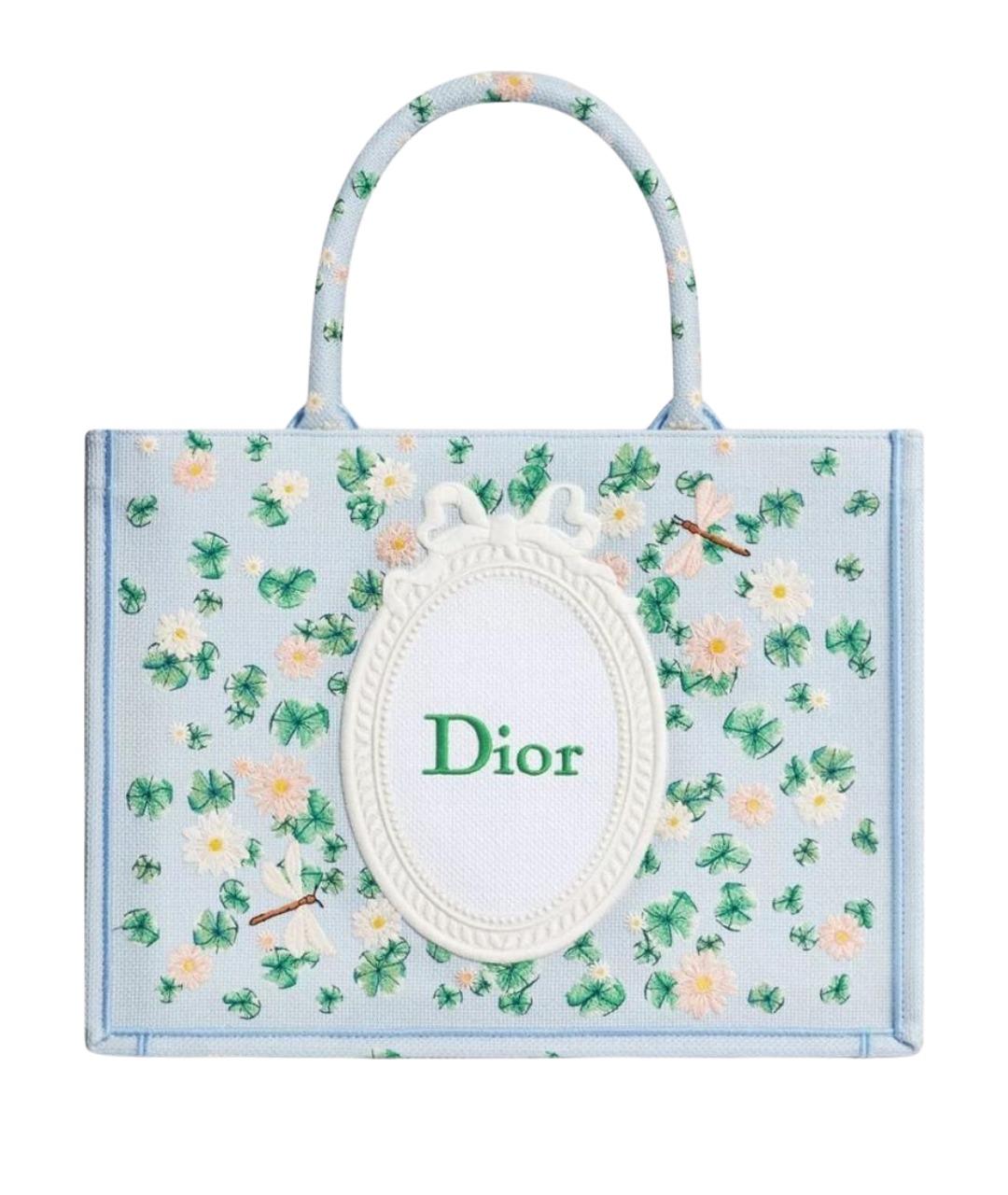 CHRISTIAN DIOR Голубая сумка тоут из канвы, фото 1
