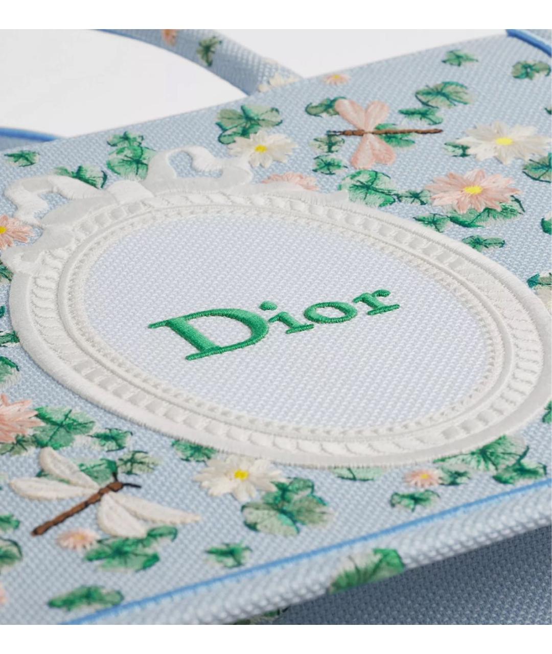CHRISTIAN DIOR Голубая сумка тоут из канвы, фото 5