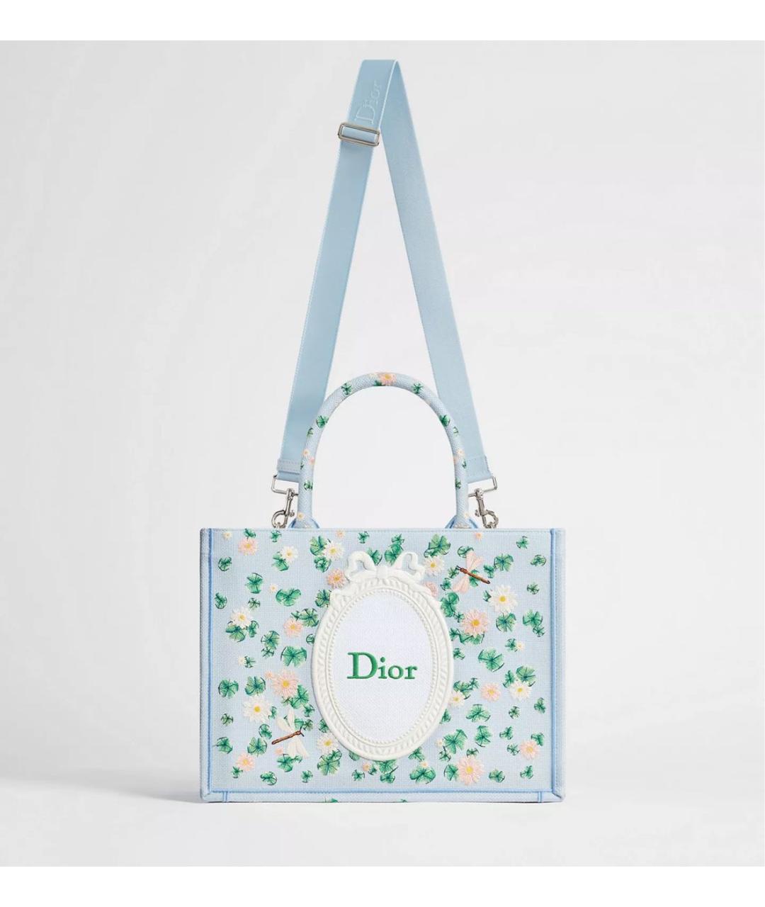 CHRISTIAN DIOR Голубая сумка тоут из канвы, фото 4