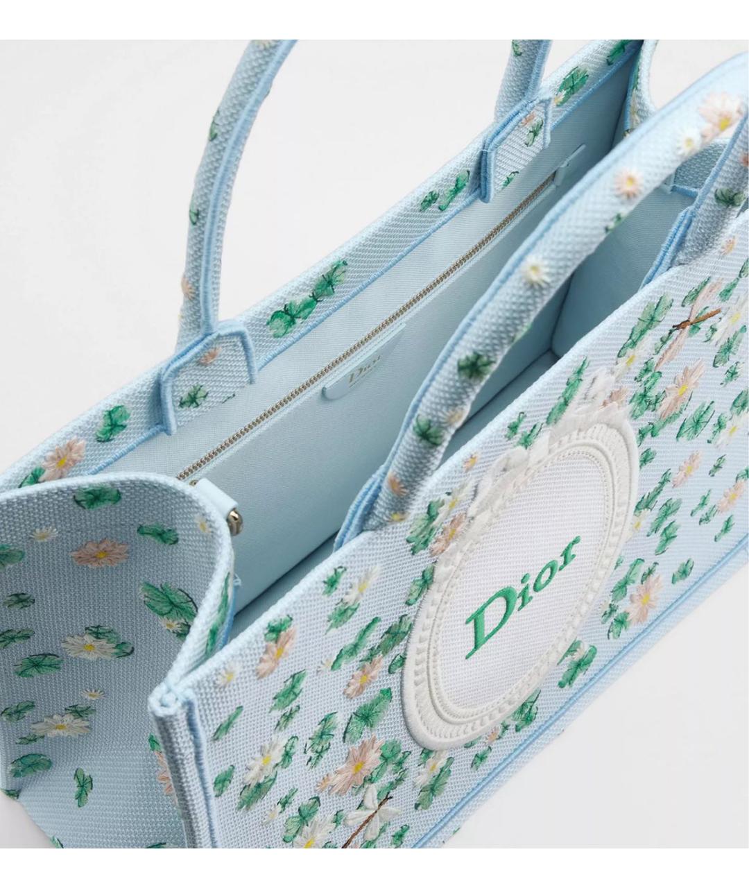 CHRISTIAN DIOR Голубая сумка тоут из канвы, фото 3