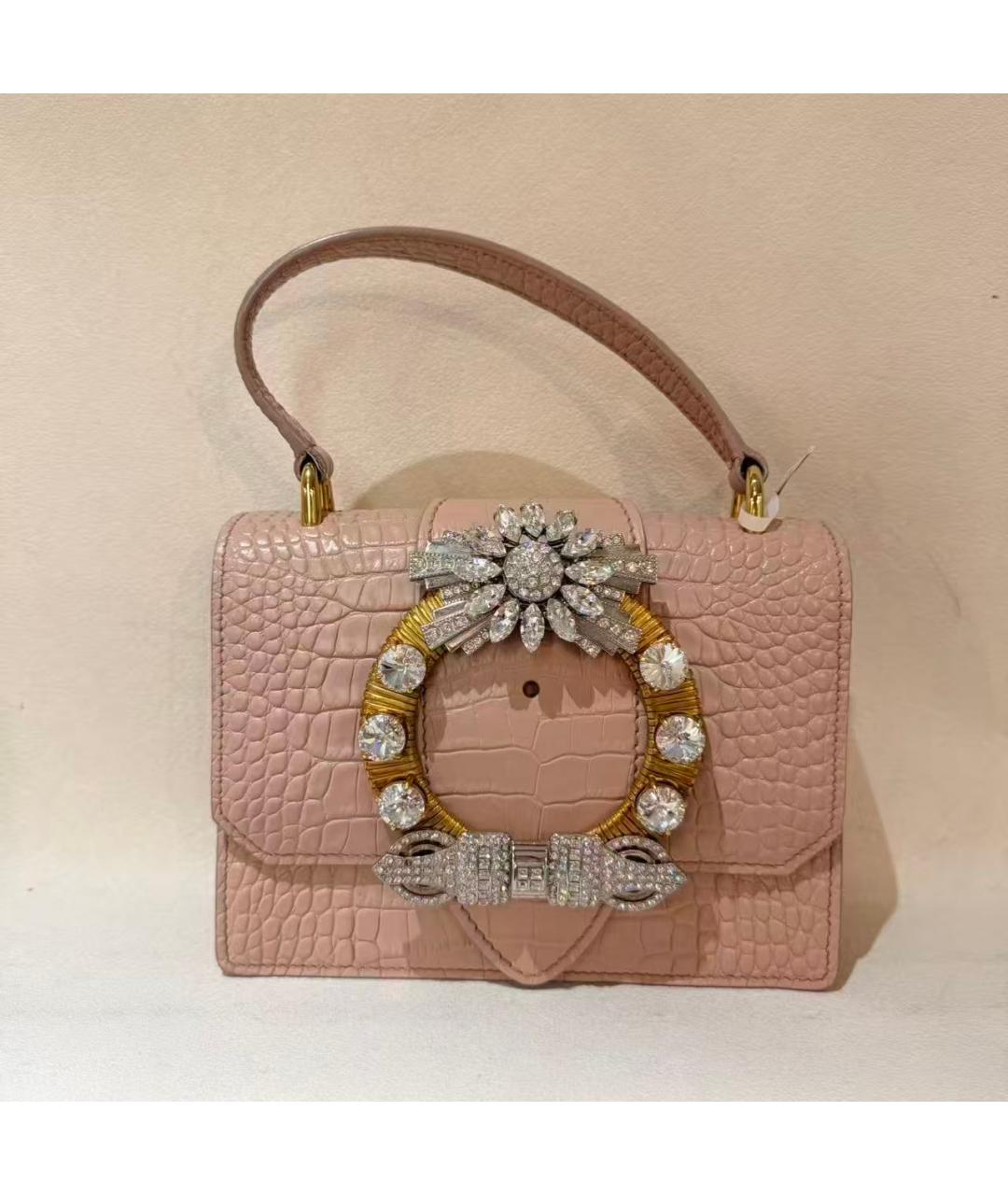 MIU MIU Розовая кожаная сумка с короткими ручками, фото 5