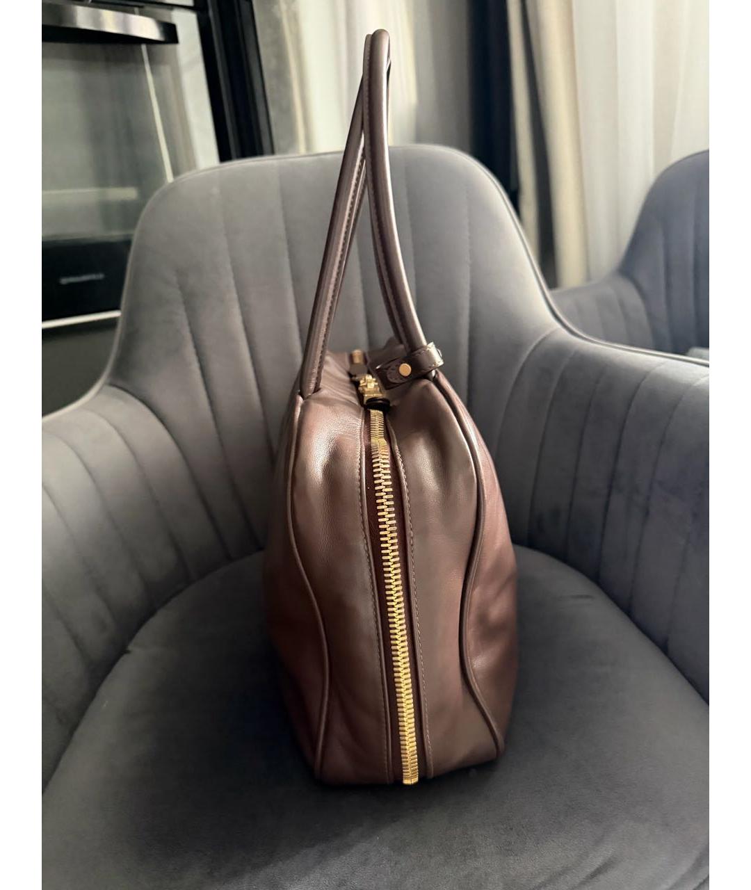MIU MIU Коричневая кожаная сумка тоут, фото 2