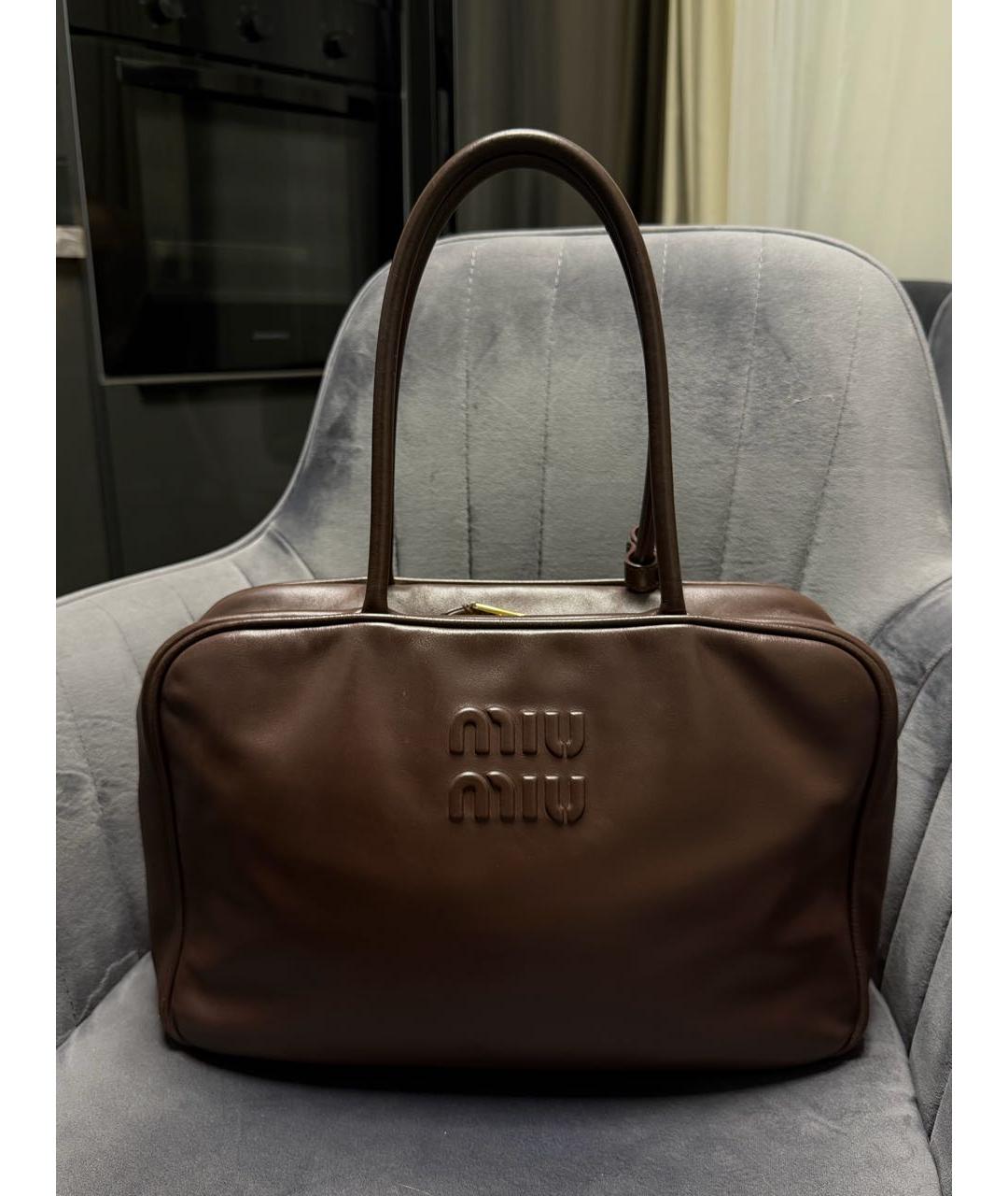 MIU MIU Коричневая кожаная сумка тоут, фото 8
