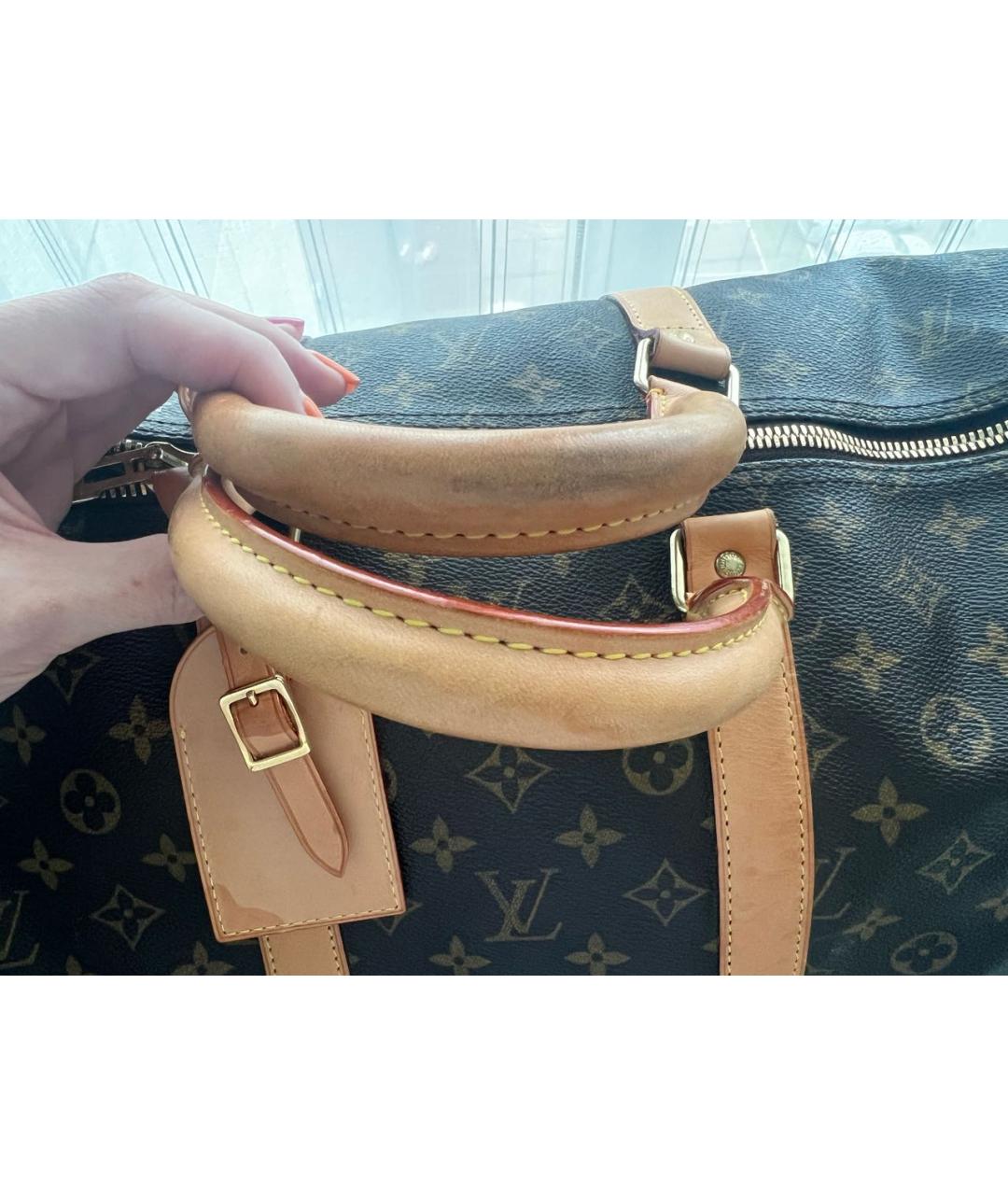 LOUIS VUITTON Коричневая дорожная/спортивная сумка из канвы, фото 4