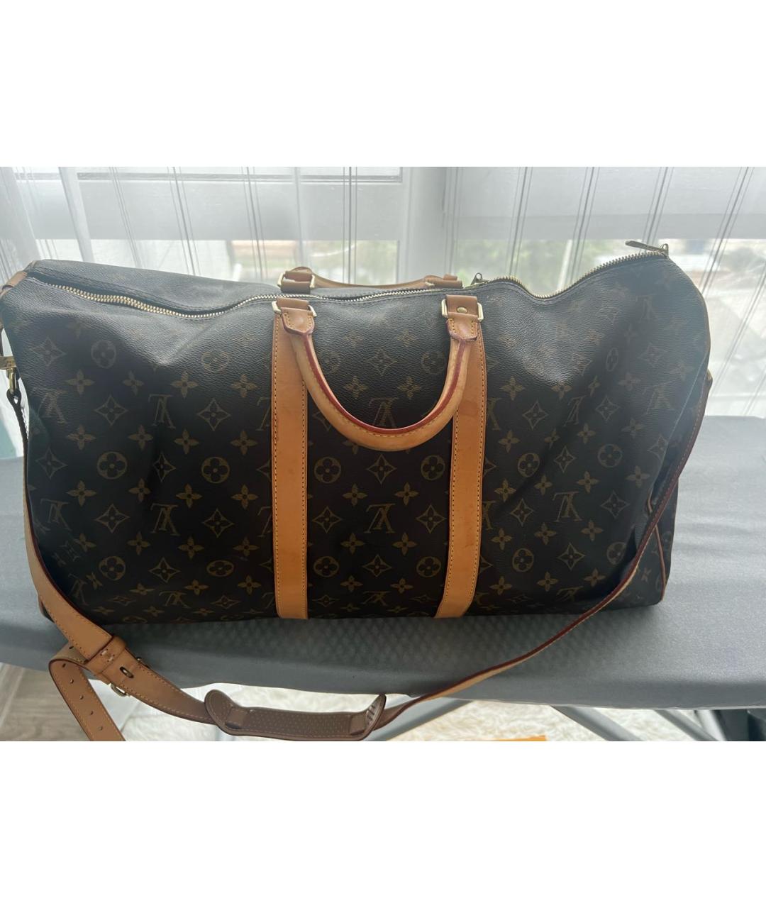 LOUIS VUITTON Коричневая дорожная/спортивная сумка из канвы, фото 7