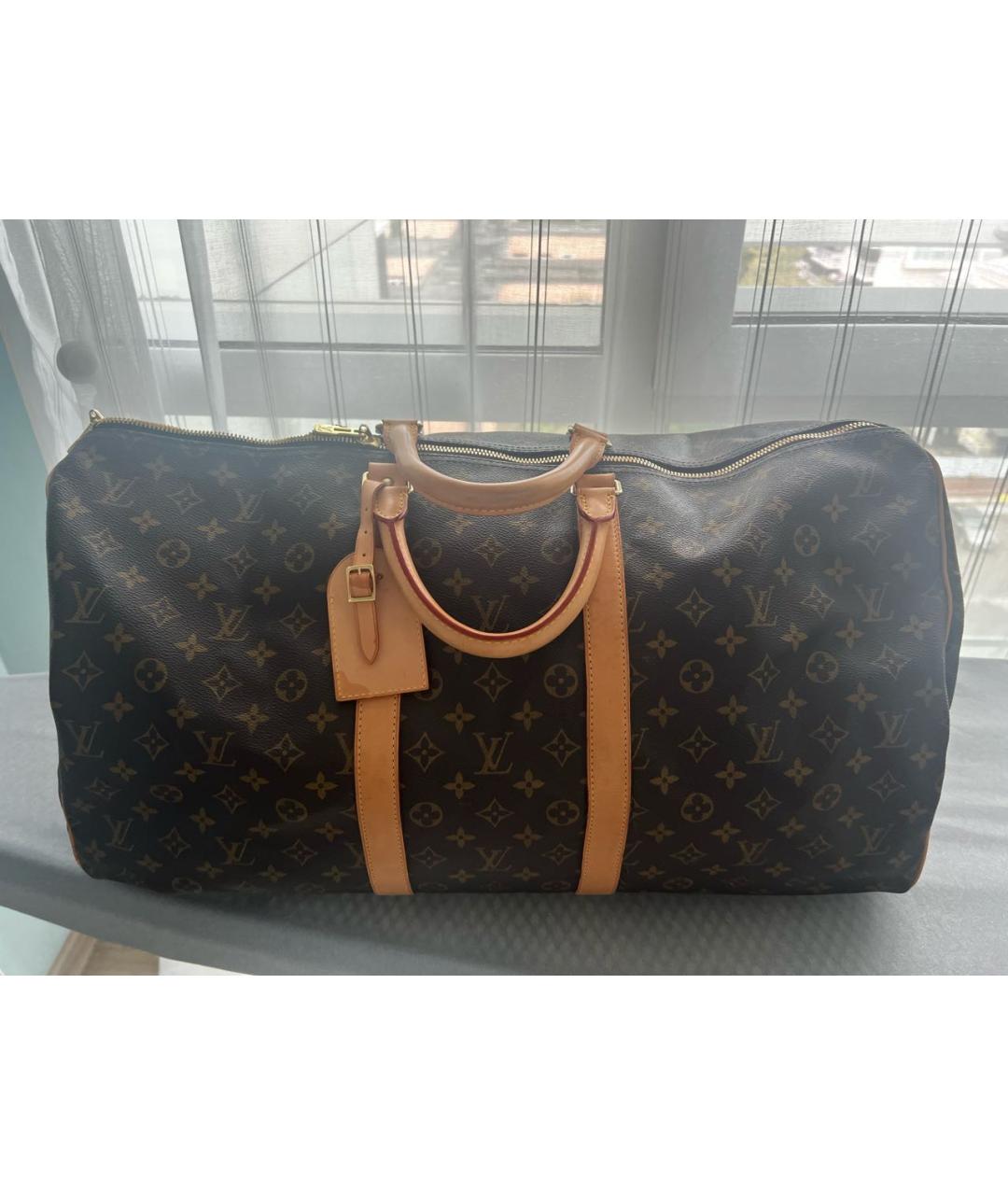LOUIS VUITTON Коричневая дорожная/спортивная сумка из канвы, фото 3