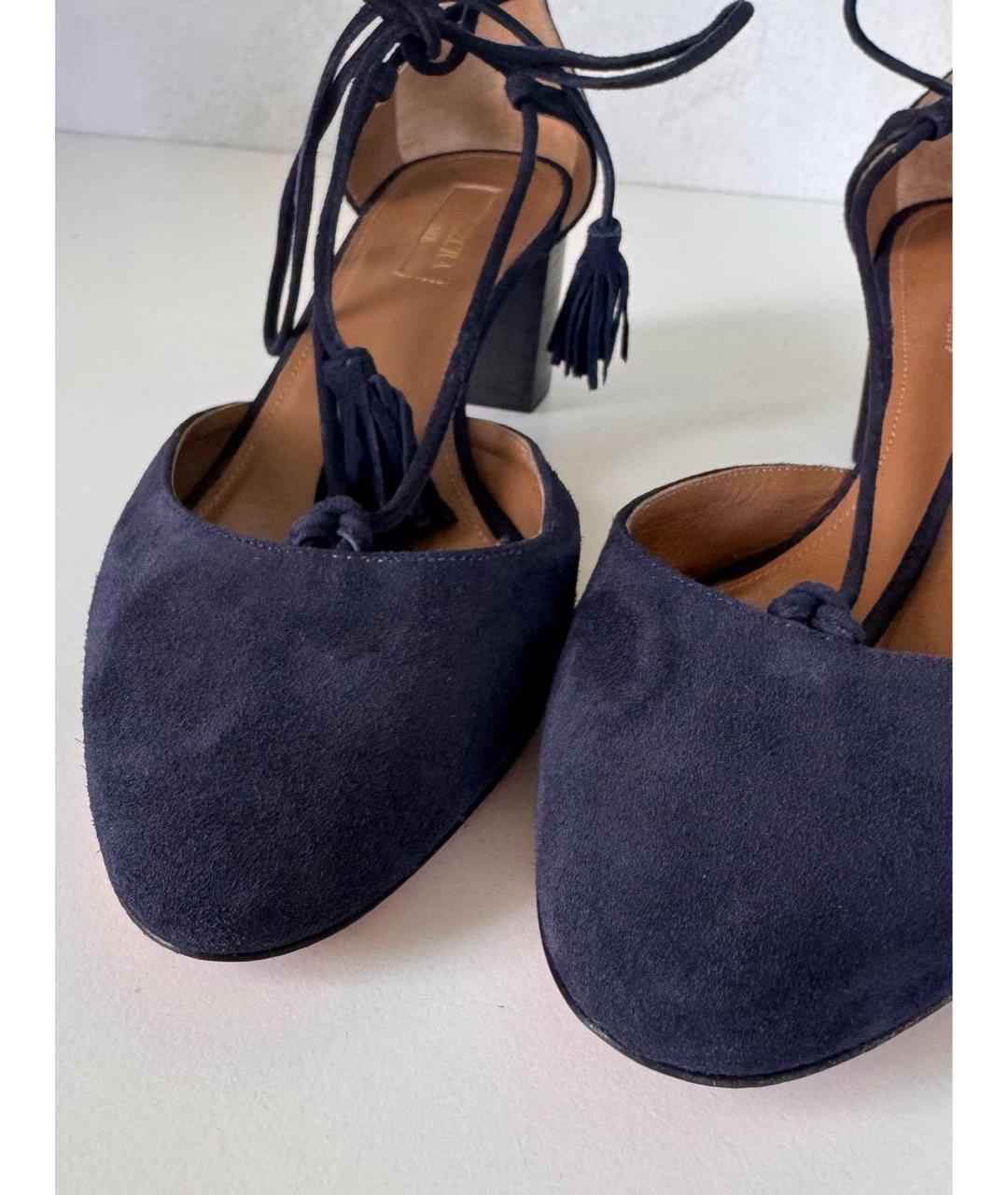 AQUAZZURA Темно-синие замшевые туфли, фото 8