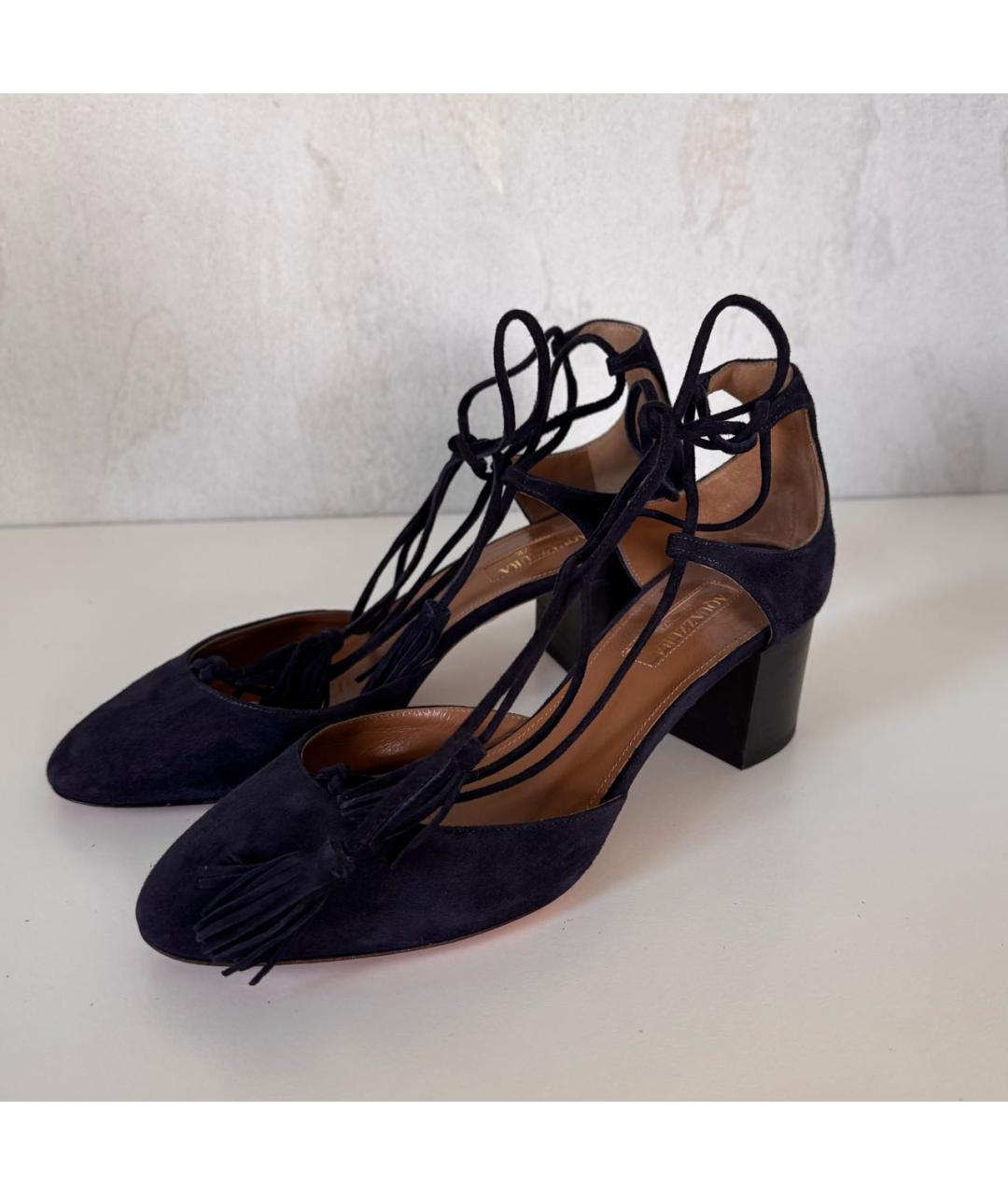 AQUAZZURA Темно-синие замшевые туфли, фото 5