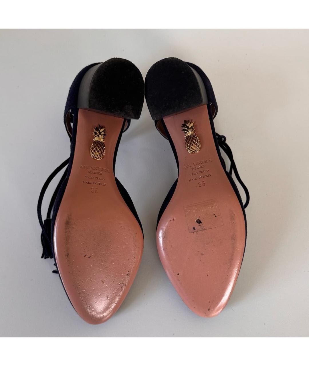AQUAZZURA Темно-синие замшевые туфли, фото 7
