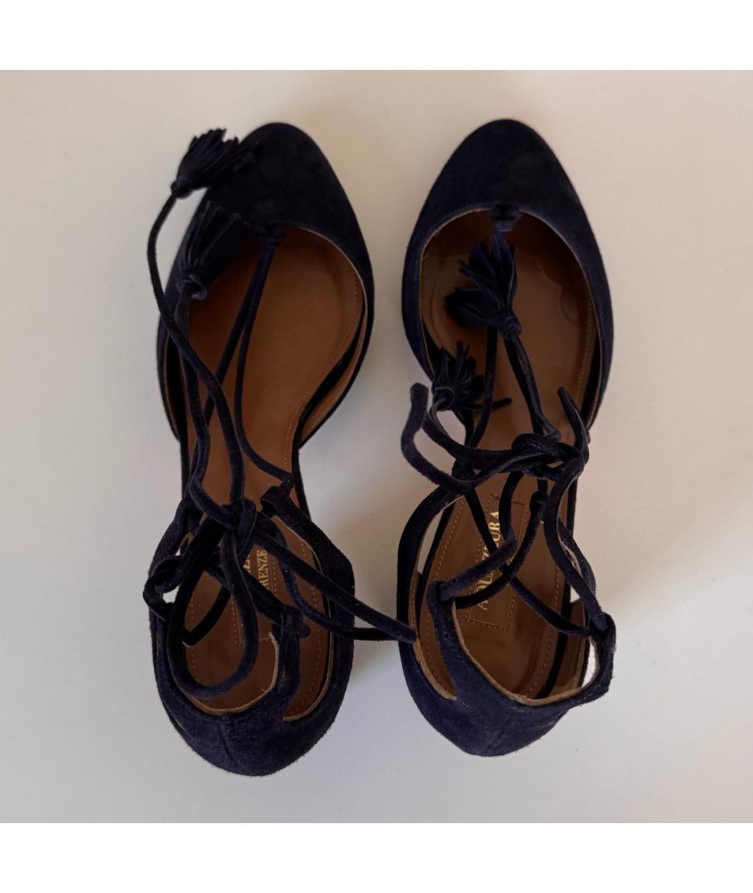 AQUAZZURA Темно-синие замшевые туфли, фото 3