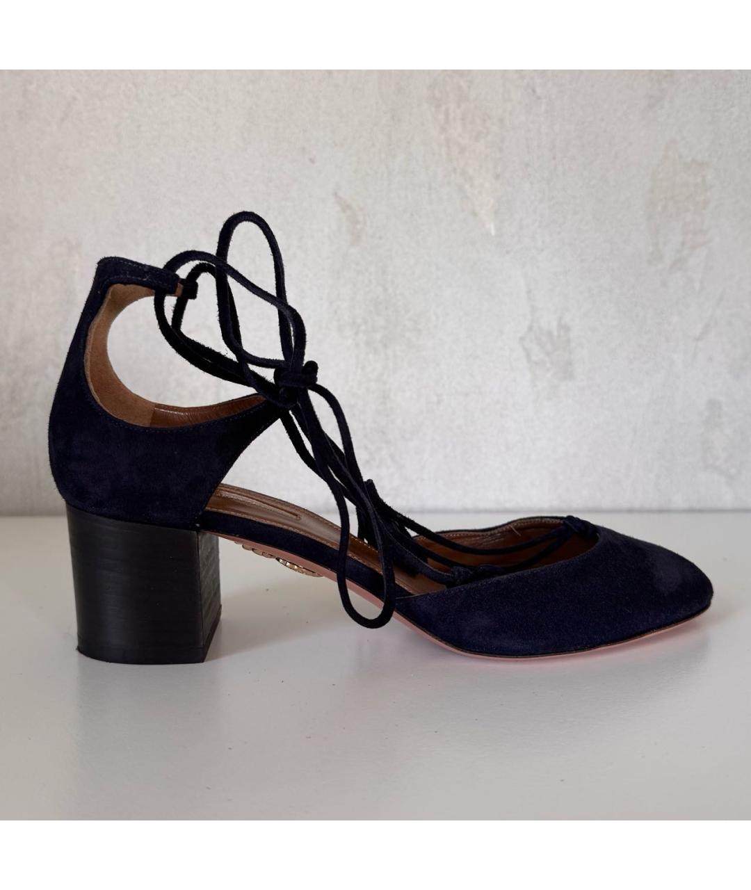AQUAZZURA Темно-синие замшевые туфли, фото 9