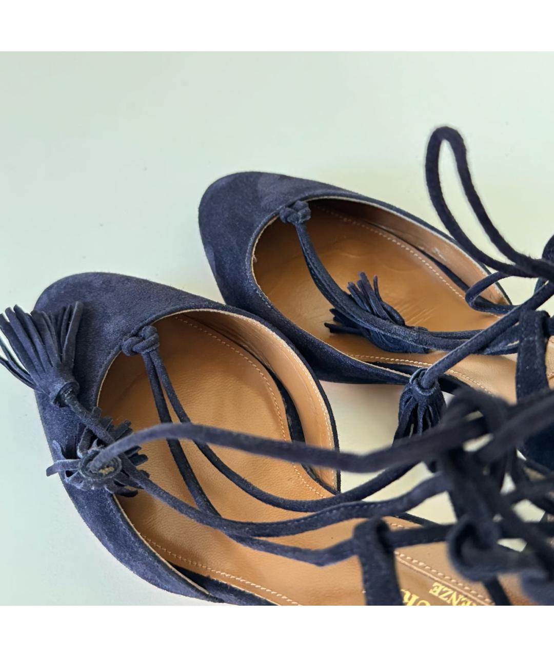 AQUAZZURA Темно-синие замшевые туфли, фото 6