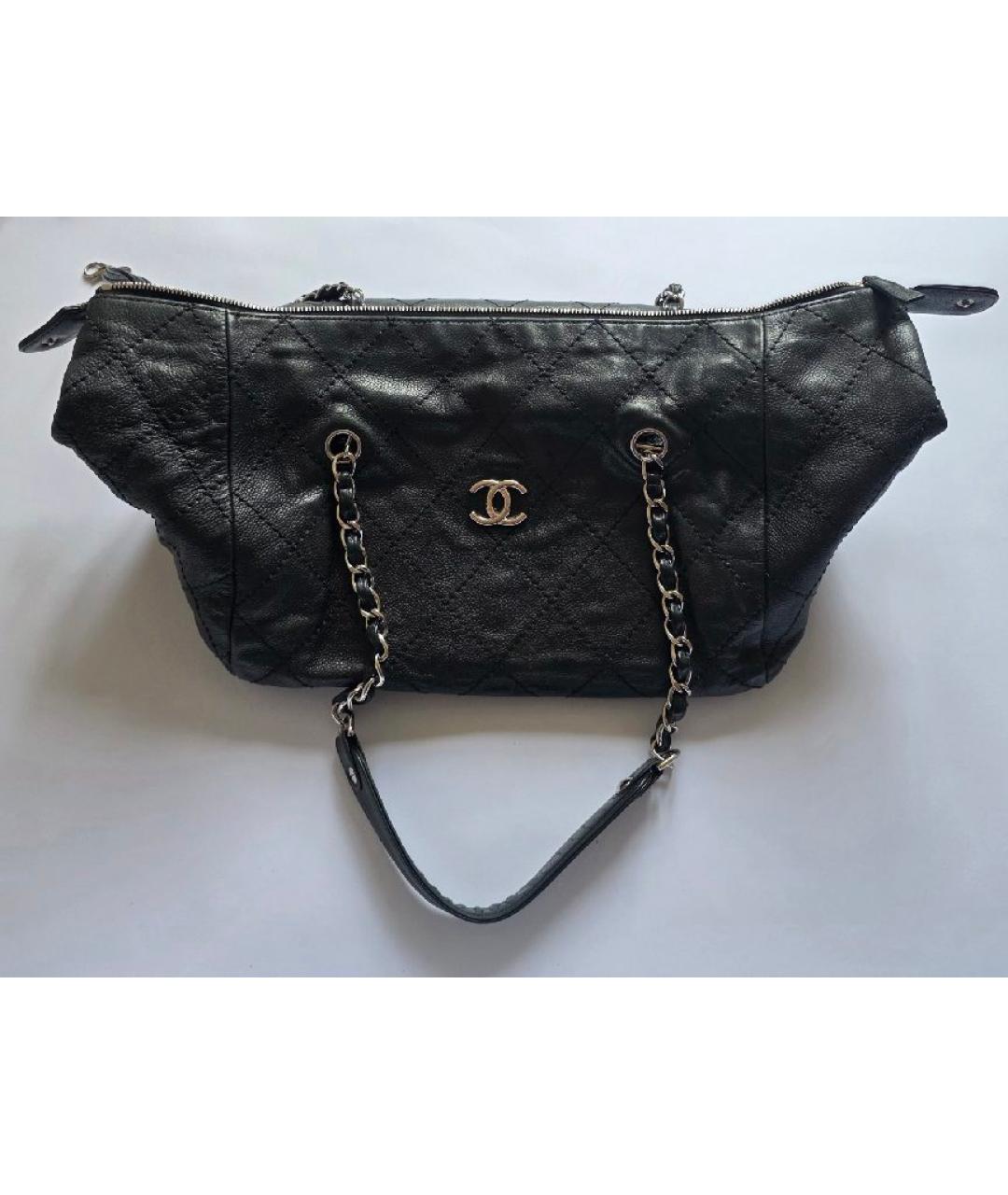 CHANEL Черная кожаная сумка тоут, фото 10