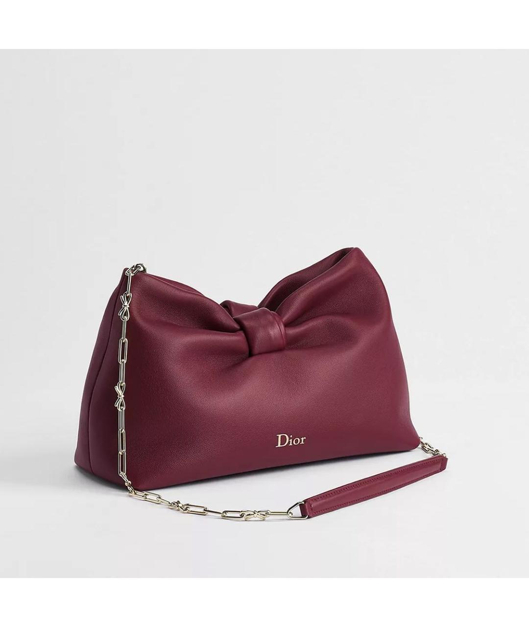 CHRISTIAN DIOR Бордовая кожаная сумка через плечо, фото 2
